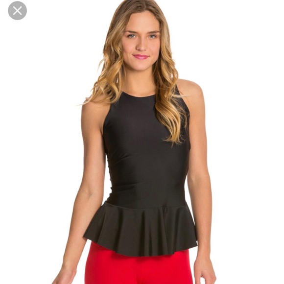 kadyluxe Tops - NWT KADYLUXE Black Peplum Athletic Tank S